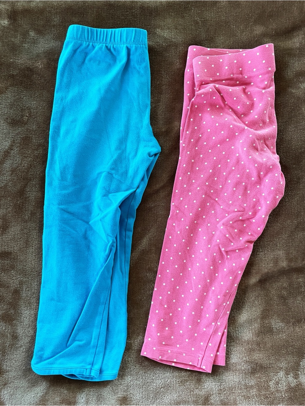 Mini Boden/ Gymboree Girls Pink Polka Dot 3/4 Leggings Duo Cotton Size 7-8/9